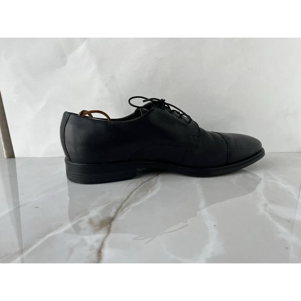 ECCO Men Sz 44 Us 10 Black Leather Lace Up Loafers Shoes Oxfords 62170401001
